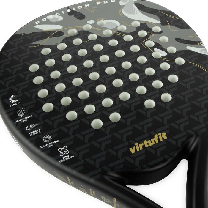 Ракетка для падел-тенісу VirtuFit Precision Pro, чорно-золота, 365 г, контроль