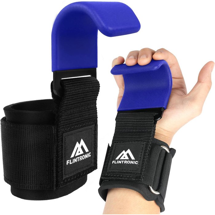 Набори для тяги Flintronic Power: допоміжні тренажери для силових тренувань, шкіряні, з неопреновим наповнювачем 8 мм та бавовни. Підходять для бодібілдингу, важкої атлетики, силових та фітнес-тренувань (блакитні, 2 шт.)