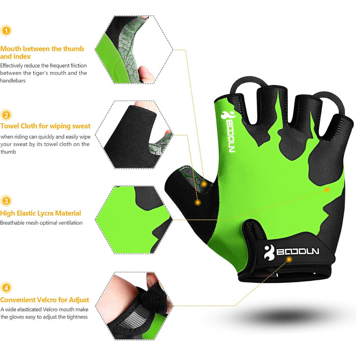 Велосипедні рукавички чоловічі літні напівпальцеві MTB, рукавички для гірського велосипеда/шосе, велосипедні рукавички для відпочинку чоловічі та жіночі, дихаючі, неслизькі, амортизуючі, зелені