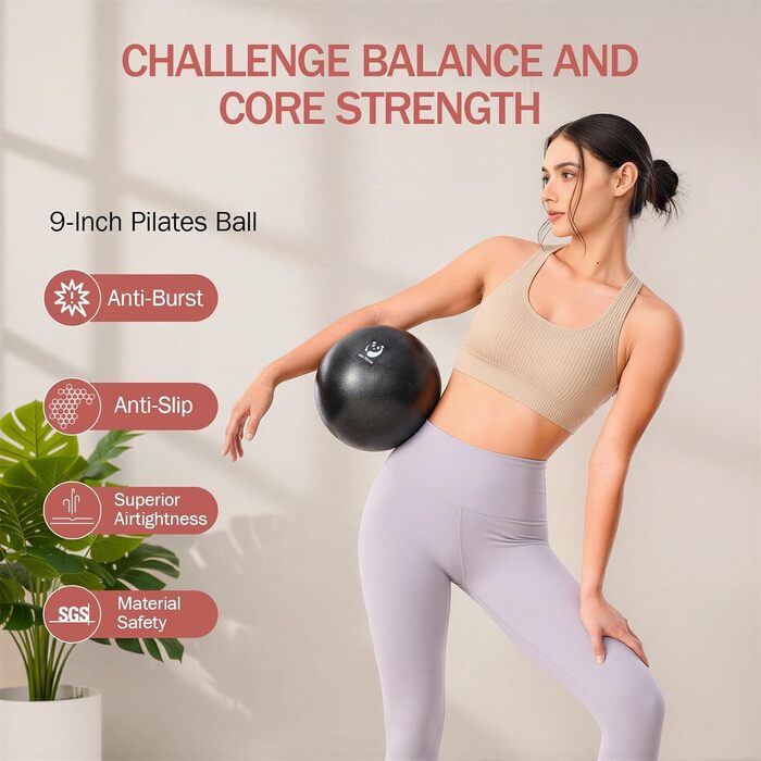 Pilates Ring Slim Panda з м'якими ручками, 35 см, набір: кільце, м'яч, гуми, інструкція, сумка (Чорний)