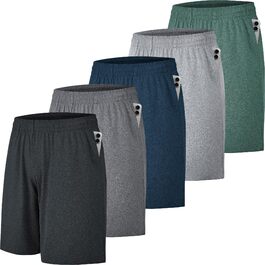 Шорти спортивні чоловічі CE' CERDR для тренувань з кишенями та еластичним поясом, 5 шт. (чорний, темно-сірий, темно-синій, світло-сірий, зелений)