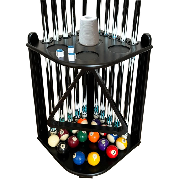 Стенд для кийків для більярдного столу Eck - 10 кийків, тримач крейди, з масивного дерева