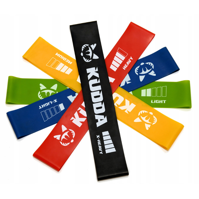 Набір фітнес-резинок KUDDA mini band, 30 см, 5 шт., опір 1-20 кг