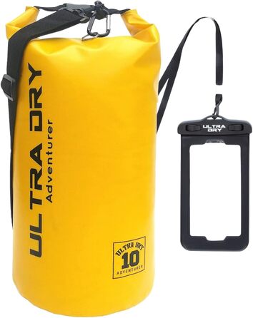 Водонепроникна сумка-мішок Ultra Dry Adventurer 5L (жовта) з кишенею для телефону та регульованим ремінцем - для каякінгу, риболовлі, кемпінгу
