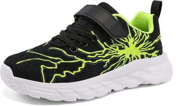 Дитячі спортивні кросівки для хлопчиків та дівчаток. М'яка підошва, дихаюча сітка, для занять спортом та активного відпочинку. Кольори: чорний, зелений. Розмір 29 EU