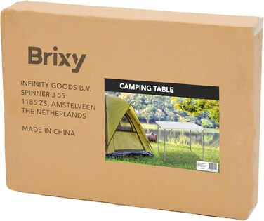 Складний садовий стіл Brixy 80x60x70 см, білий - для пікніка, кемпінгу, тераси, алюмінієвий, з ручкою для перенесення