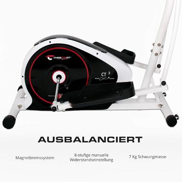 Ергометр Christopeit Crosstrainer CT 4 – 2-в-1 тренажер для ходьби та бігу з магнітною системою опору 7 кг, 8 рівнів навантаження, LCD-дисплей, датчики пульсу та підставка для планшета – для щадного впливу на суглоби (з килимком)