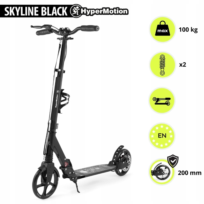 Електросамокат HyperMotion SKYLINE BLACK HYP, чорний, 2 колеса