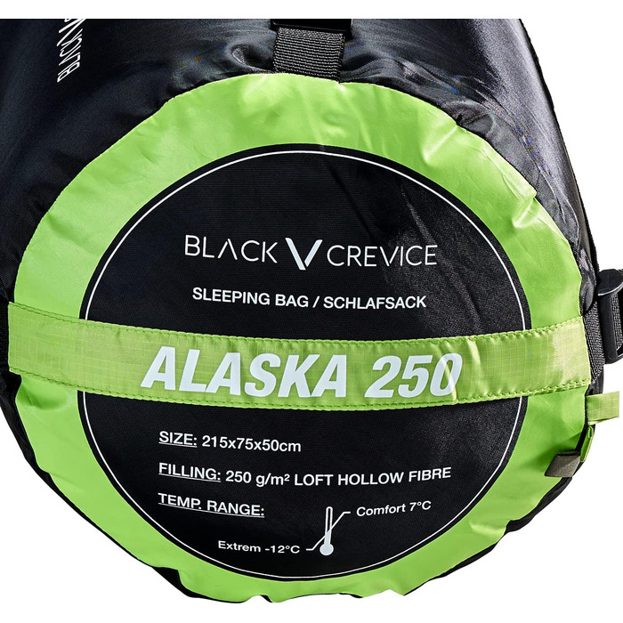 Сплячий мішок Black Crevice Alaska 250 I для кемпінгу | Зручний, дихаючий, водонепроникний | Довжина 215 см | У комплекті чохол