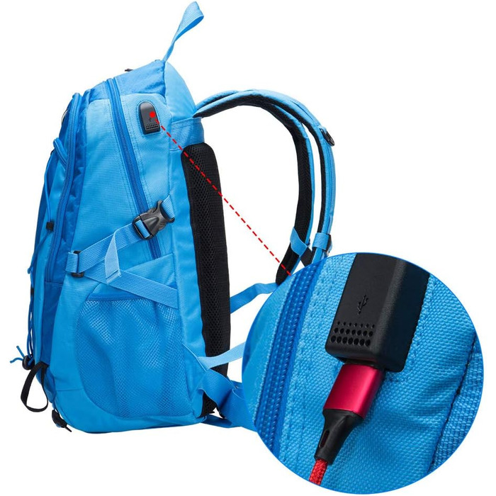 Рюкзак Monzana 35 л, водонепроникний, легкий, туристичний, із USB, для подорожей, синій