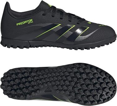 Бутси футбольні adidas Predator Club Turf Unisex, 34 EU, чорний/карбон/лимонний, для штучного покриття