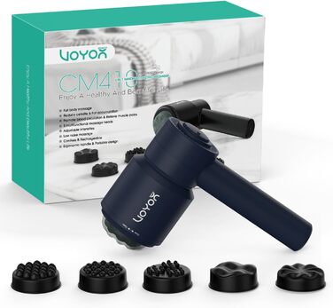 VOYOR HEALTH електричний ручний масажер від целюліту CM410, синій – для шиї, плечей, живота, талії та стегон, зняття болю та розслаблення м'язів