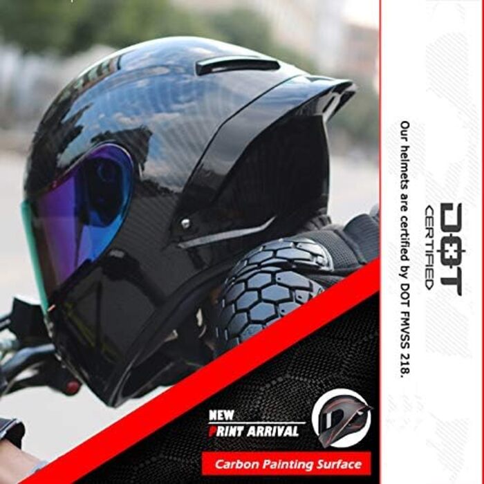 Мотошолом Woljay для дорослих унісекс Offroad, Moto, Street Bike, ATV. DOT approved, червона лінія, кольори, XL