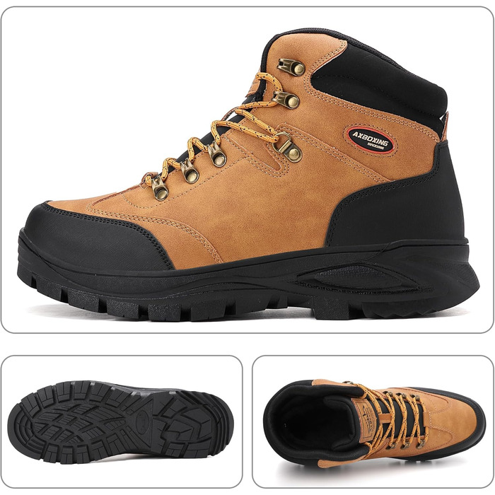Чоловічі зимові черевики AX BOXING: утеплені, трекінгові, для хайкінгу, антиковзання, теплі снігові черевики, 41-46 EU (темно-жовтий, 46 EU)