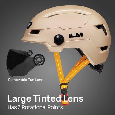 Велосипедний шолом ILM з візором та LED світлом для міста і гір, універсальний для чоловіків та жінок, модель E3-10L