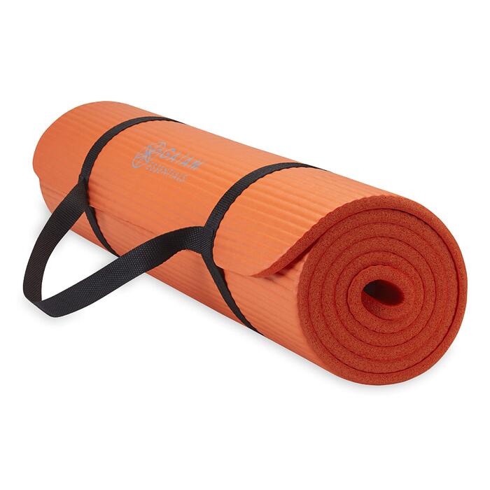 Yogamat Gaiam Essentials товстий 1 см, оранжевий, 183x61 см з ременем для перенесення - для йоги та фітнесу