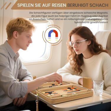 Набір для гри в нарди Lohofrnny для подорожей, портативний, класичний, магнітний, для дорослих та дітей (бежевий)