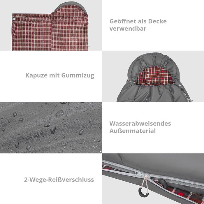 Сплячий мішок KingCamp Freespace 250 Winter з бавовни, -8°C, сірий (Slate Grey)