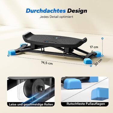 Балансборд MERACH для дорослих з дисплеєм, тренажер рівноваги з 2 еластичними стрічками, до 136 кг, для реабілітації та координації, домашній спортзал, для початківців (Чорний)