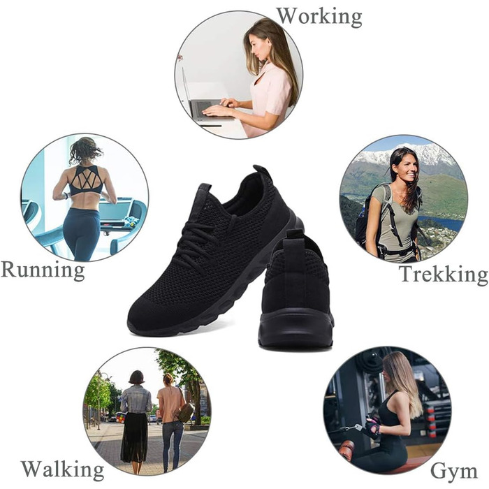 Жіночі кросівки для бігу та занять спортом. Легкі, дихаючі, чорного кольору, розмір 38 EU. Ідеально підходять для бігу, фітнесу, прогулянок та активного відпочинку.