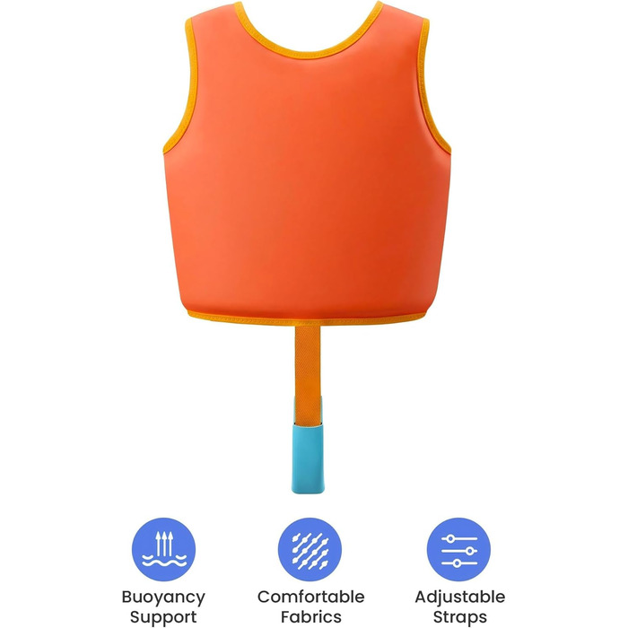 Спасальний жилет для плавання Gogokids для дітей 15-30 кг, помаранчевий, 5-8 років