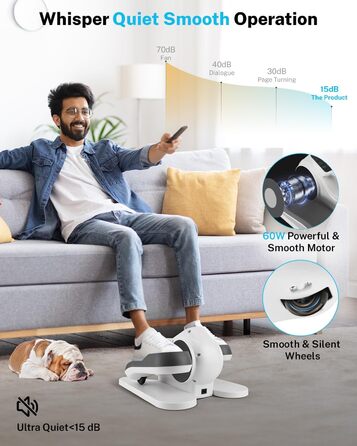 Еліптичний тренажер Gonex під стіл для літніх людей з 10 рівнями опору, тренажер для ніг, як у телепередачі, педальний тренажер для сидіння, 10 швидкостей & 3 автоматичні режими (білий)