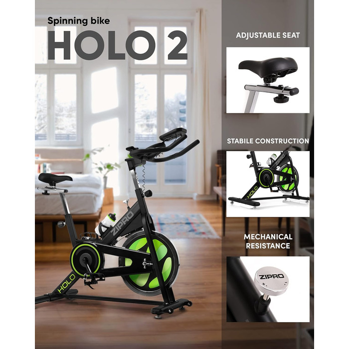 Велотренажер Zipro Holo 2, механічний ергометр до 130 кг, для дому, фітнес, батарейний живлення
