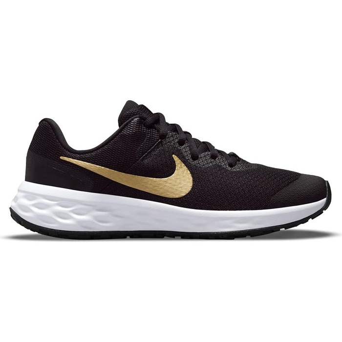 Кросівки Nike Revolution 6 NN (GS) для гімнастики, чорні з металік золотом та білим, великий розмір