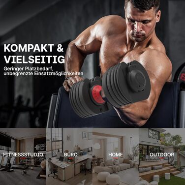 Регульовані гантелі 24 кг з антиковзним покриттям для фітнесу та тренувань вдома