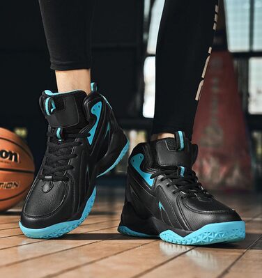 Чоловічі баскетбольні кросівки для спорту, дитячі кросівки для залу та вулиці, бігові кросівки (чорний) (45 EU, блакитний)