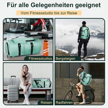 Спортивна сумка для чоловіків та жінок, 30L. Рюкзак з відділенням для взуття та мокрих речей. Ідеально для плавання, спорту, йоги, футболу (зелена, 30L)