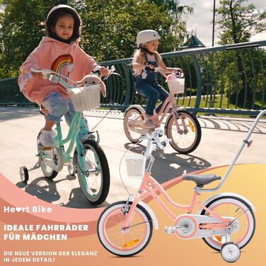 Дитяче велосипед Sun Baby Heart Bike 14 дюймів для дівчаток 2-6 років, знімний ручка-штовхач, кольоровий (Абрикос)