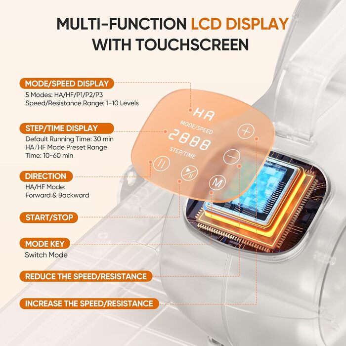 Електричний міні-еліпсоїд Dripex 3-в-1 для дому: тренажер для ніг з регулюванням швидкості та опору, повністю зібраний, помаранчевий