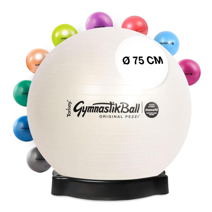 PEZZI Pezziball MAXAFE: Фітнес-м'яч з підставкою для ніг, 75 см, перловий білий