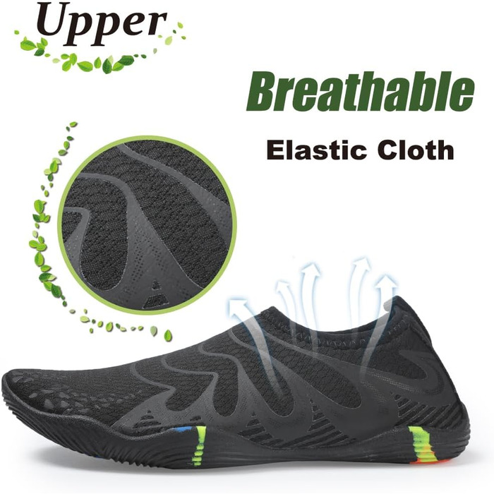 Чоловічі та жіночі аквашузи для плавання та відпочинку на воді, швидко сохнуть, легкі, дихаючі (45 EU, чорний)