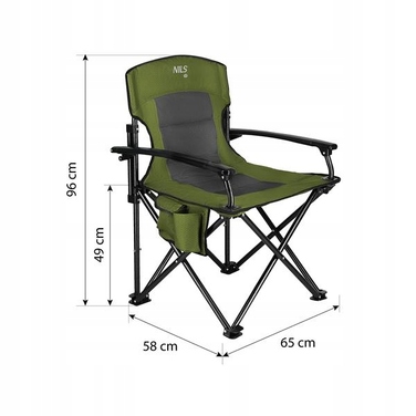 Туристичне складане крісло NILS CAMP NC3075, зелене, до 120 кг