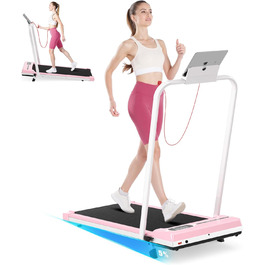 Біговий доріжки Dskeuzeew складний з нахилом - 4 в 1 Walking Pad з 5% нахилом для дому, рожевий