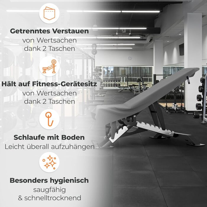 Рушник для фітнесу Zepphi 120x50 см + 80x30 см | Мікрофібра, кишеня на блискавці | Для спортзалу та тренувань | Швидковисихаючий, компактний | Темно-сірий