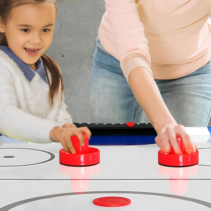 СеренеЛайф Ейрхокей - ігровий стіл для ехокею, повного розміру, з шайбами та шайбельними штангами. Ідеальний для дітей та дорослих. Синій та чорний колір.