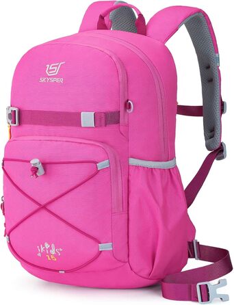 Дитячий рюкзак SKYSPER 15L для піших прогулянок, зручний рюкзак для хлопчиків та дівчаток, рожевий, Outdoor