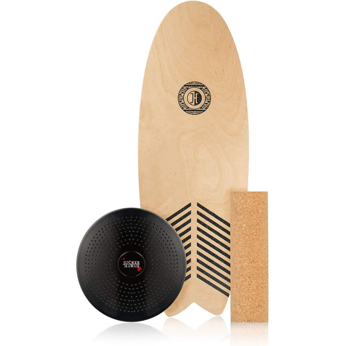 Балансборд JUCKER HAWAII Trick & Surf з натурального дерева, антиковзке покриття, комплект Wave з роликом, килимком і подушкою
