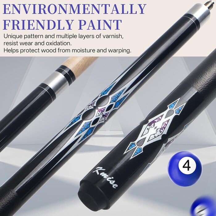Набір більярдних київ Kmise Pool-Queue-Stick Set – 147 см, канадський клен, професійні, для дорослих, різні кольори
