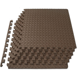 Підлоговий килимок ProsourceFit Puzzle 1,2 см, EVA-піна, модульні плитки для домашнього спортзалу, фітнесу, захисту підлоги, дитячий ігровий килим, коричневий, 60x60 см, 6 шт, 2,2 м²