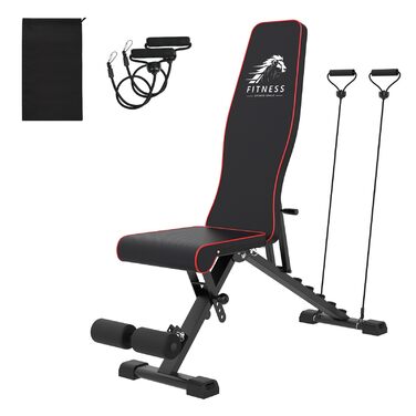 Регульована лавка для тренувань Dskeuzeew з багатофункціональною конструкцією, складається, нахильна спинка з 7 рівнями регулювання та стрічкою, 4 рівні навантаження, 400 кг