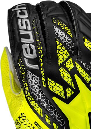 Воротарські рукавички Reusch Attrakt Solid - надійний хват для чоловіків та жінок. Підходять для будь-якої погоди та поверхні поля. Жовто-срібні, розмір 10.