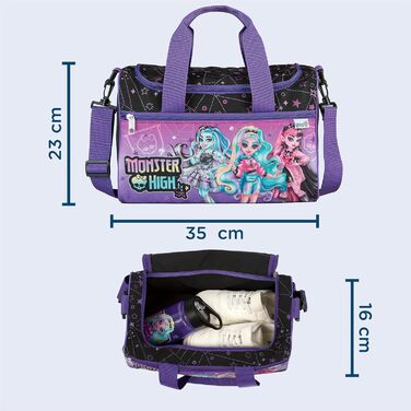 Спортивна сумка для дітей Scooli - 23 x 35 x 16 см - чорна, з регульованим плечовим ременем та аксесуарами для школи