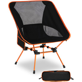 Складний туристичний стілець для кемпінгу з сіткою та кишенями, вантажопідйомність 150 кг, оранжевий