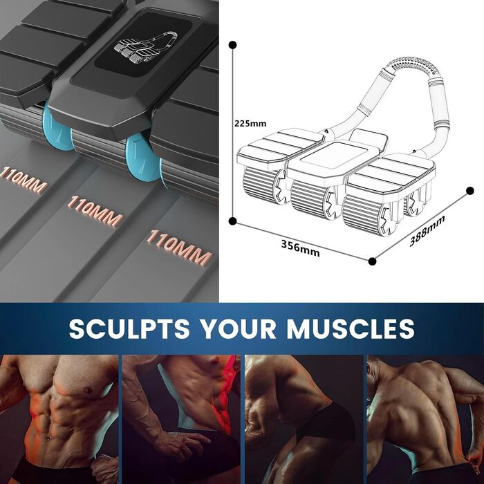 Автоматичний ролик для пресу з функцією відскоку та 6 колесами, тренажер для пресу, Core Trainer, 150 кг, з тримачем для телефону