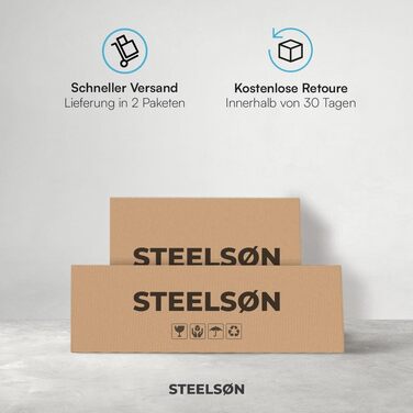 STEELSØN Zennar – Розкладний буфет-садовий стіл для тераси та балкона на 8 осіб, чорний, ротанг-оптика, вологостійкий