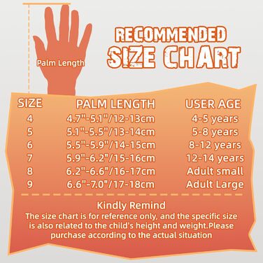 Воротарські рукавички WVVOU для дітей та підлітків, футбольні, з подвійним захистом, портативні, супер зчеплення (Помаранчевий, 4)